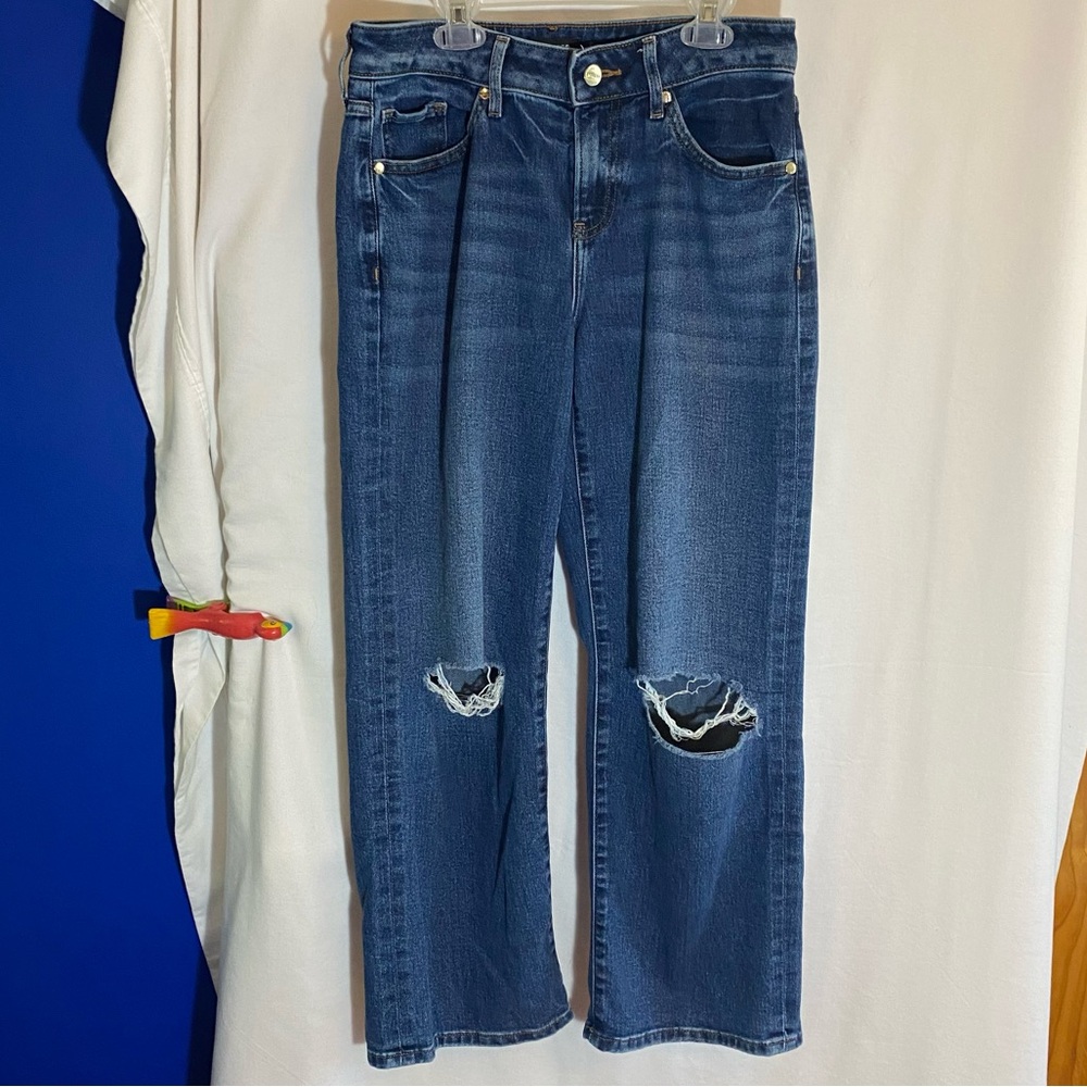 Express Mid Rise ‘90s Ankle Boot Blue Straight Leg Jeans, Size 0R